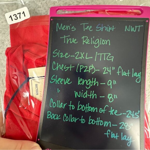 True Religion Mens Graphic Tee XXL Red Cotton Crewneck 1956 - Picture 11 of 12